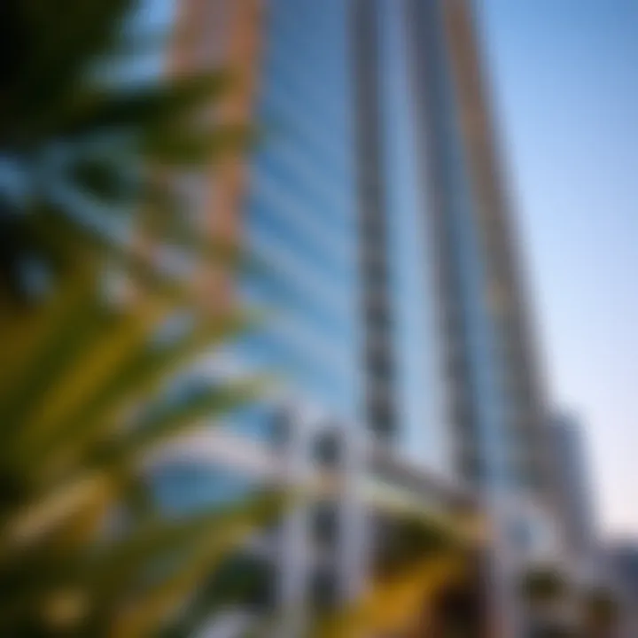 The stunning facade of Al Attar Tower showcasing its modern architectural design.