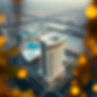 Aerial Perspective of Al Fardan Building Aerial view of the Al Fardan Building and surrounding area