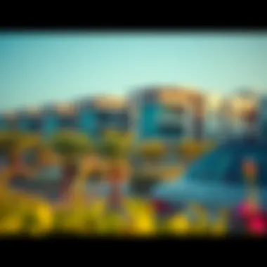 Modern residential complex in Al Qusais with greenery