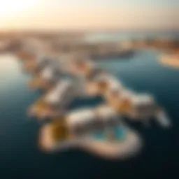 Stunning aerial view of Al Zorah Development showcasing waterfront properties