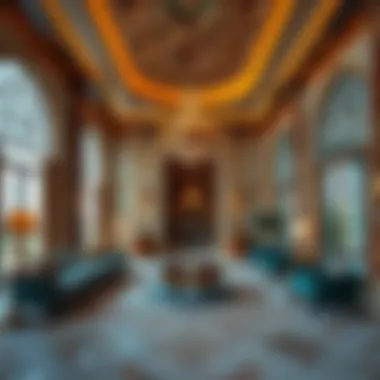 Interior design of a lavish Arabian estate highlighting opulence