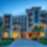 Architectural Elegance at Beach Rotana Residence Elegant exterior of Beach Rotana Residence showcasing architectural design