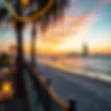 Romantic sunset view at a beach in Dubai