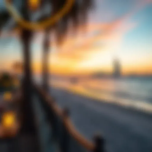 Romantic sunset view at a beach in Dubai