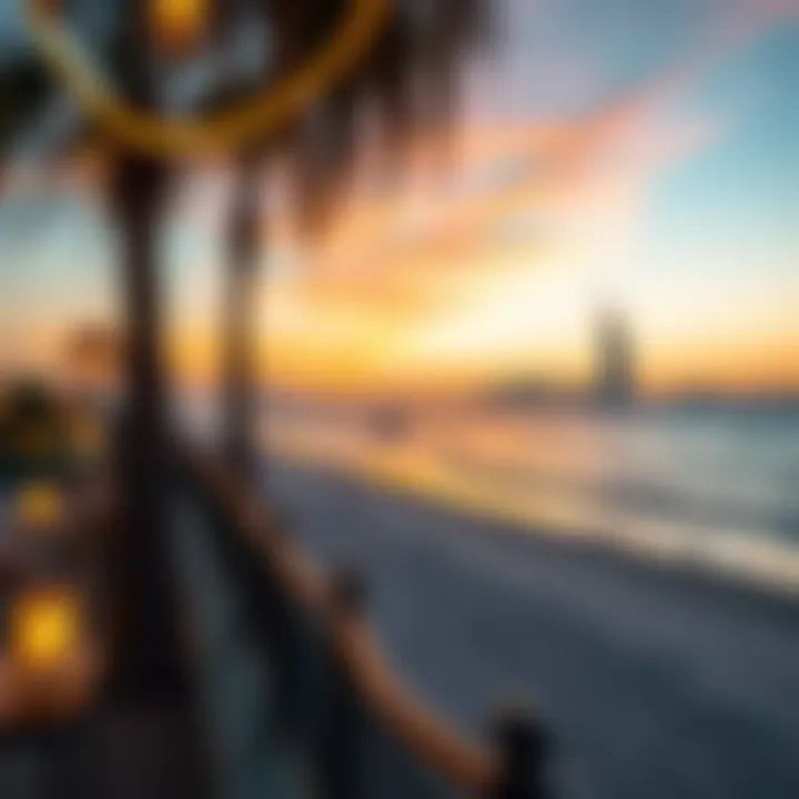 A Serene Sunset Over Dubai's Beaches Romantic sunset view at a beach in Dubai