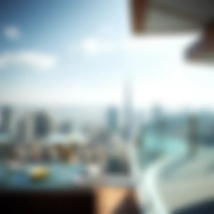 Panoramic view of the Dubai skyline from Bulgari Residence, emphasizing its prime location