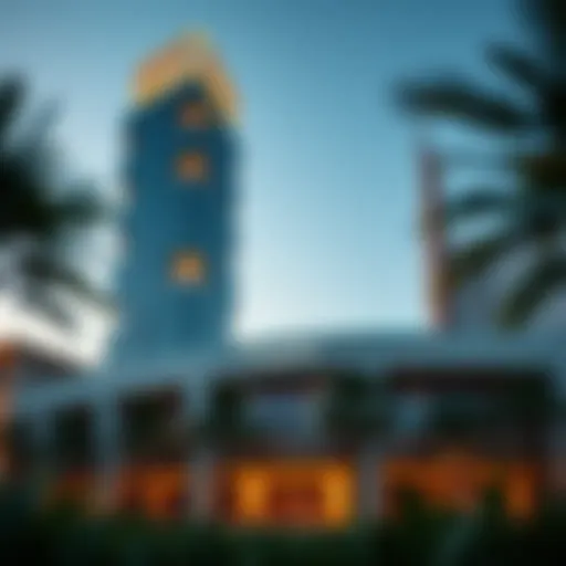 Exterior view of C2 Bateen Tower showcasing its unique architectural design