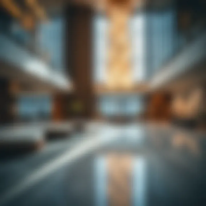 Interior lobby of Almas Tower showcasing modern design