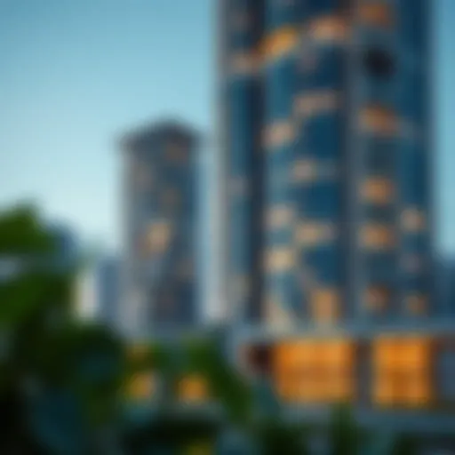 Exterior view of DAMAC Elegance Tower showcasing modern architecture