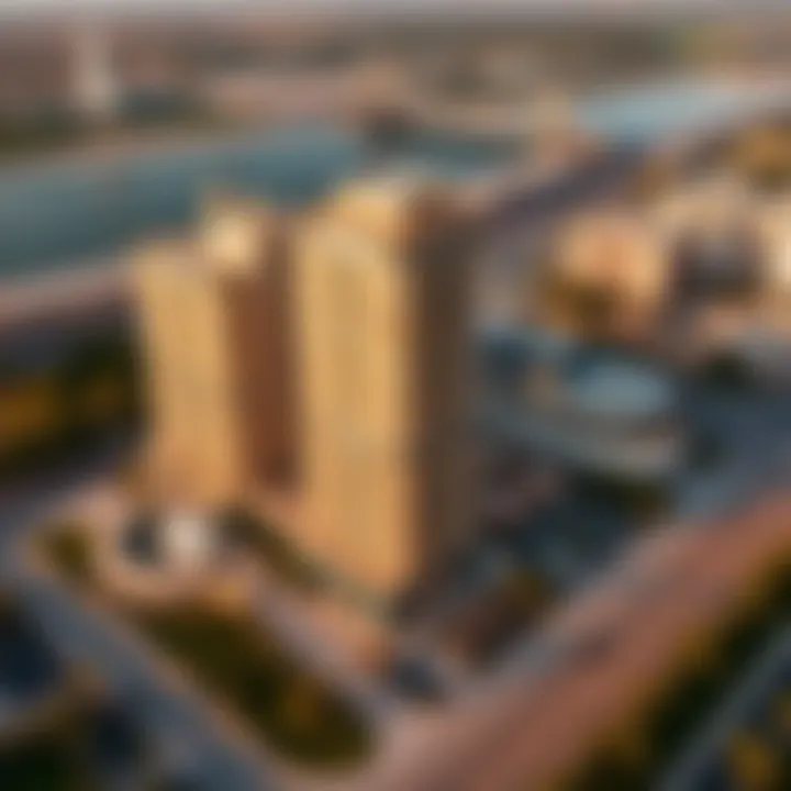 Aerial View of Damac Westside A stunning aerial view of Damac Westside showcasing its architectural design.