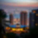 A panoramic view of Dar Al Riffa showcasing its stunning architecture against the Dubai skyline