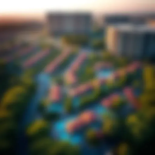 Aerial View of Discovery Gardens Aerial view of Discovery Gardens showcasing the lush greenery and residential layout