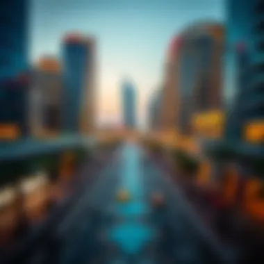 A panoramic view of Du City Center Deira showcasing modern architecture