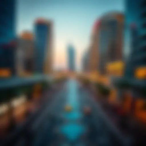 A panoramic view of Du City Center Deira showcasing modern architecture