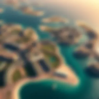 Aerial view of Dubai Island World showcasing its unique landscapes
