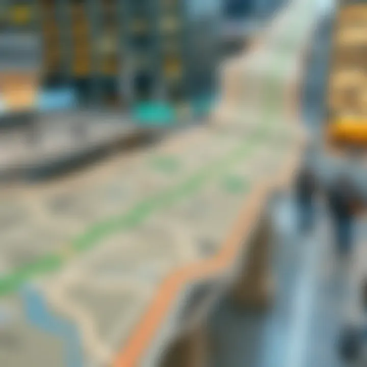 Map of the Dubai Metro Green Line illustrating station locations and connectivity