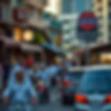 Cultural Melting Pot of Dubai Vibrant street life in Dubai, highlighting cultural diversity