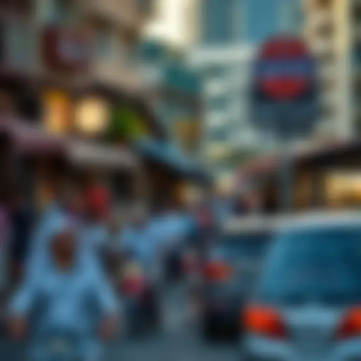 Cultural Melting Pot of Dubai Vibrant street life in Dubai, highlighting cultural diversity