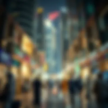 The Vibrant Real Estate Market of Dubai Bustling Dubai real estate market with agents and clients