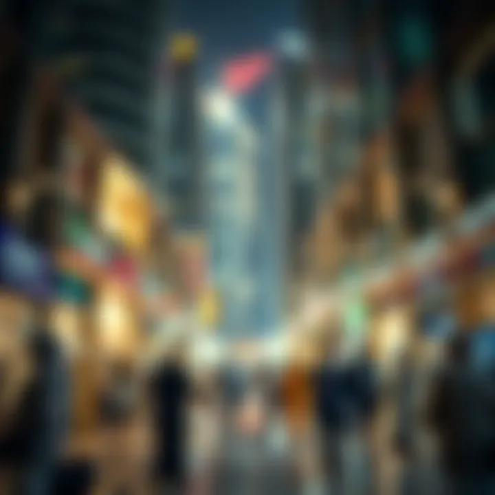 The Vibrant Real Estate Market of Dubai Bustling Dubai real estate market with agents and clients