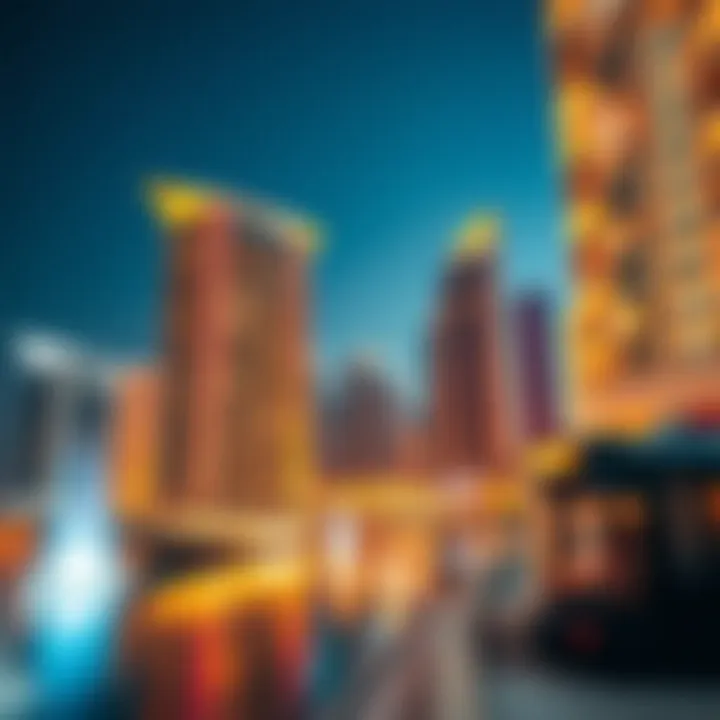 Nighttime illumination of Act One and Act Two enhancing Downtown Dubai's allure
