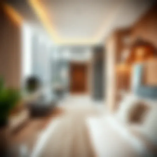 A stylish studio apartment showcasing modern design and efficient use of space
