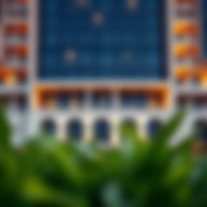 Architectural facade of the Al Faris Building in Arjan