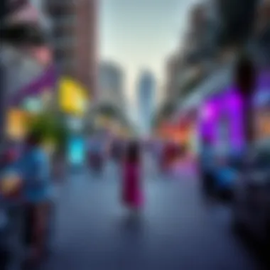 Vibrant lifestyle scene in Arjan district near Al Faris Building