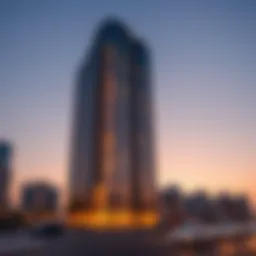 Stunning view of Al Jaziri Building at sunset