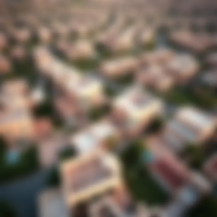 Community Living in Dubai's Arabian Villas Aerial view of Dubai showcasing Arabian villas within the community