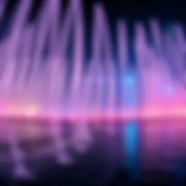 Close-up of water dance performance at night