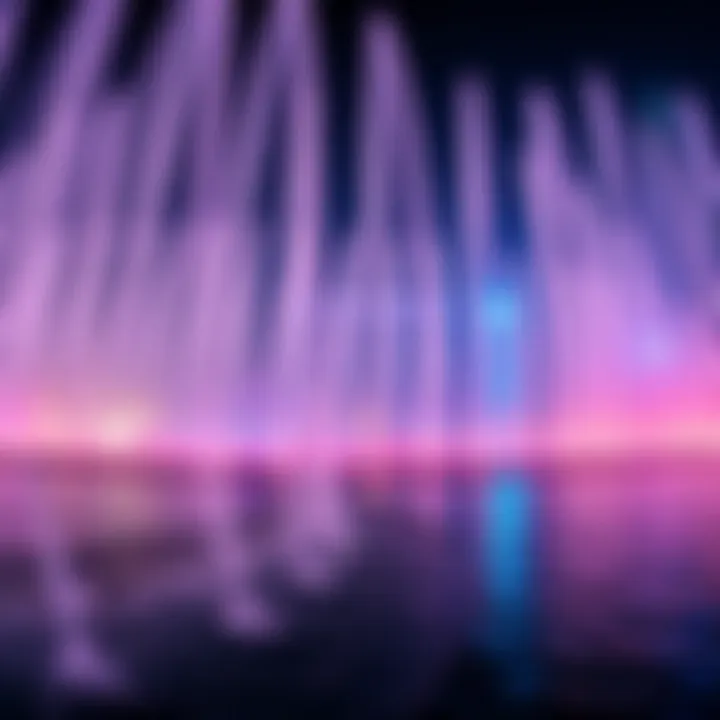 Close-up of water dance performance at night