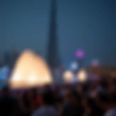 Crowd enjoying the Burj Khalifa water dance show