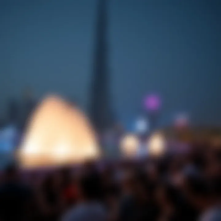 Crowd enjoying the Burj Khalifa water dance show