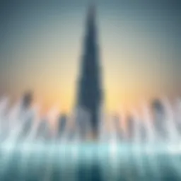 Stunning view of Burj Khalifa with water dance