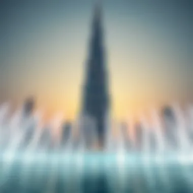 Stunning view of Burj Khalifa with water dance