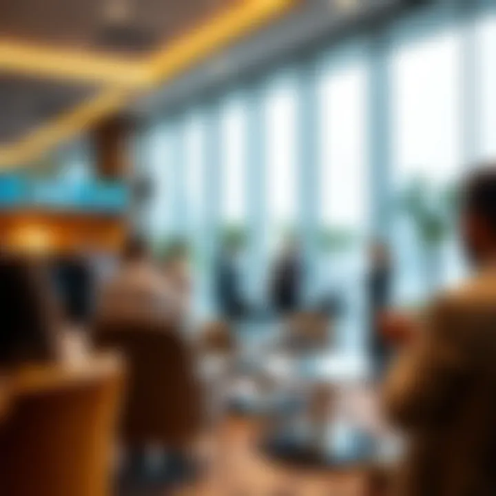 Networking event in a luxurious business lounge