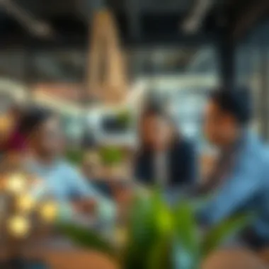 Vibrant Collaboration in Coworking Individuals collaborating in a vibrant coworking environment