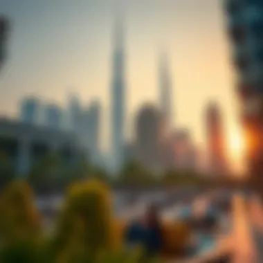 Vibrant community space in Downtown Dubai with iconic Burj Khalifa