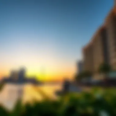 Stunning sunset view over Dubai Creek Harbour