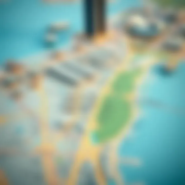 In-Depth Analysis of Dubai's Key Zones Detailed view of Dubai land area map highlighting key zones