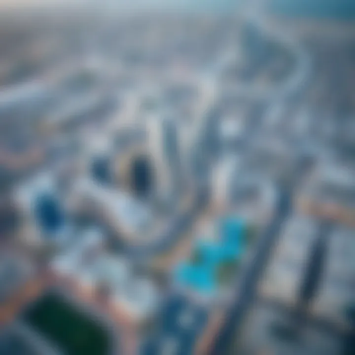 Aerial Perspective of Dubai South Aerial view of Dubai South showcasing modern architecture and urban landscape