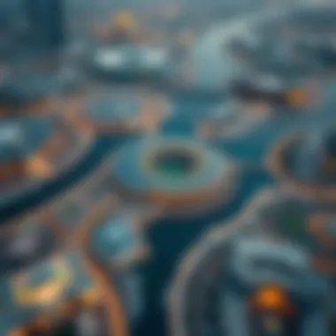 Aerial view of Yas Bay and its surrounding developments