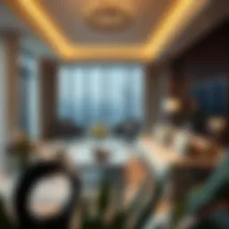 Luxurious hotel apartment living room with modern decor