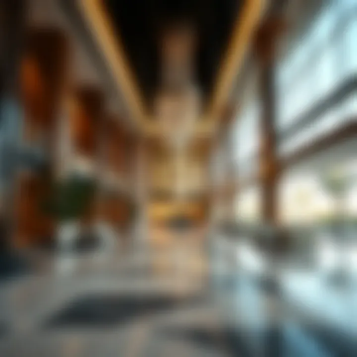Luxurious hotel lobby showcasing modern design