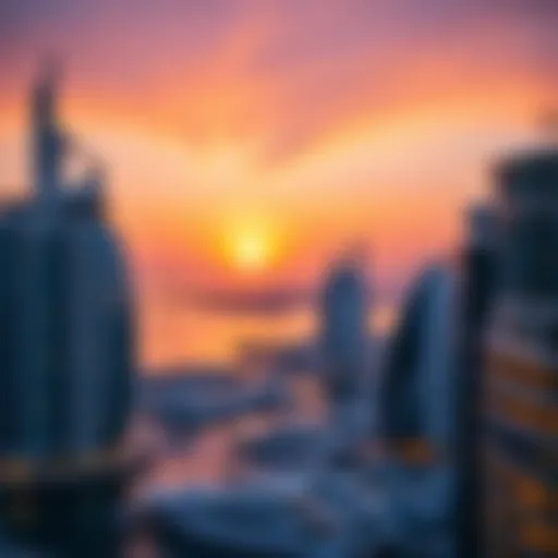 A serene sunset view over the Dubai Marina, perfect for romantic moments.