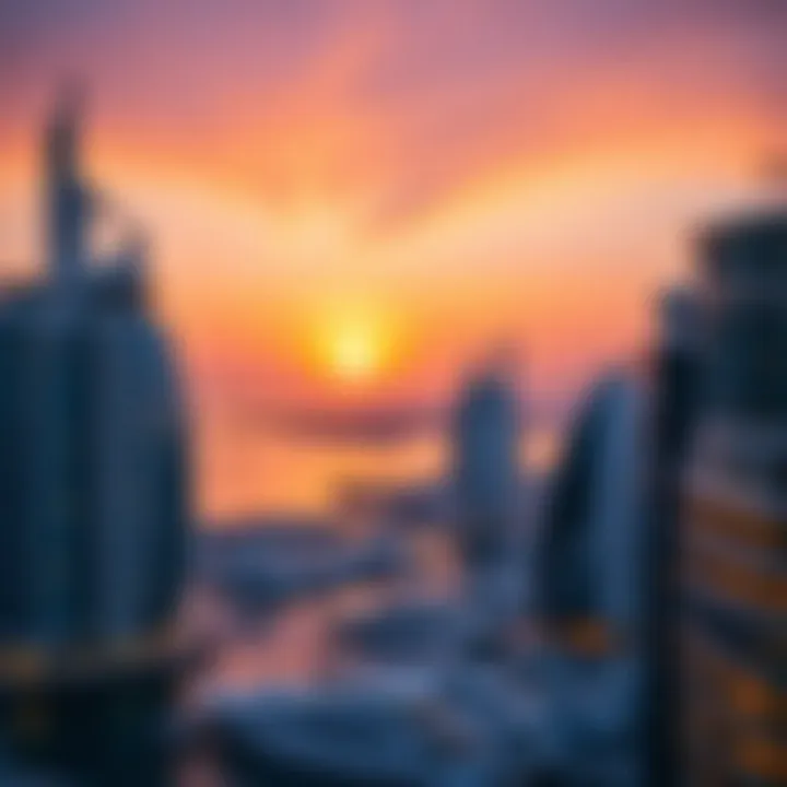 A serene sunset view over the Dubai Marina, perfect for romantic moments.