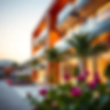 A stunning exterior view of a modern liv residence in Dubai showcasing vibrant architecture.