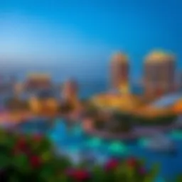 A panoramic view of Marina Park showcasing luxury real estate and leisure areas