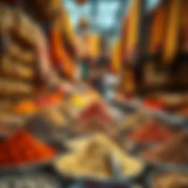 Colorful Offerings of Spices and Textiles A colorful display of spices and textiles available at Naif Market